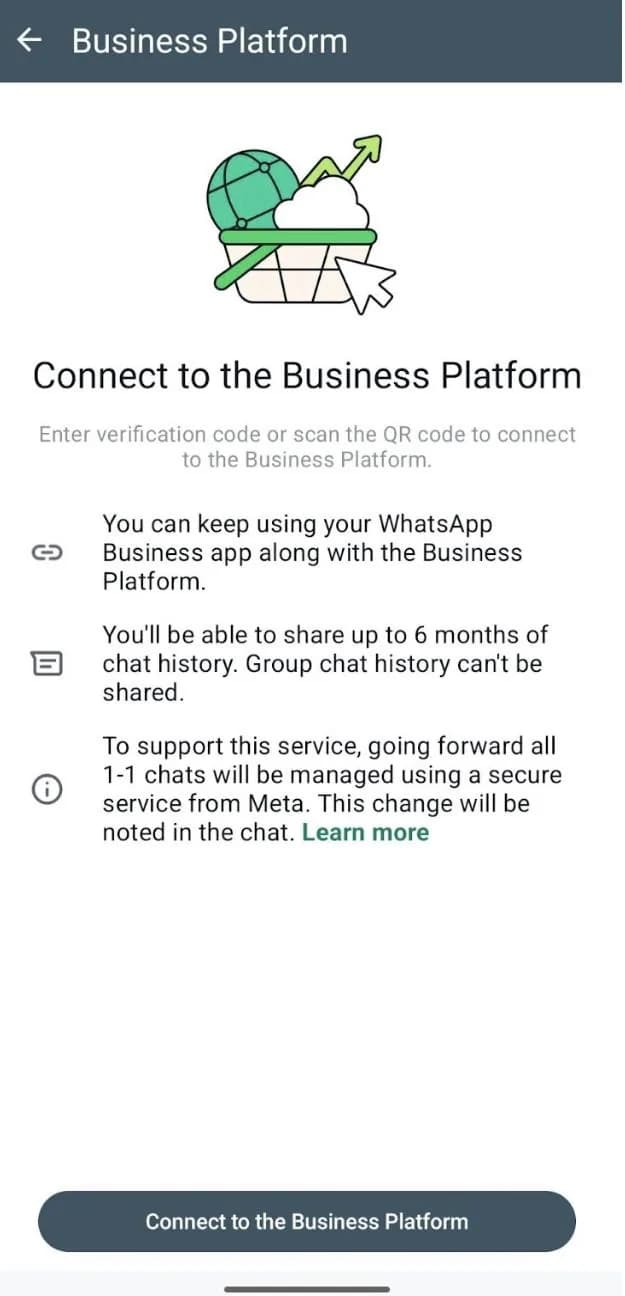 Klik "Connect to the Business Platform" untuk memulai proses penautannya.
